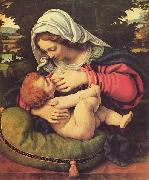 Andrea Solario Madonna mit dem grunen Kissen oil